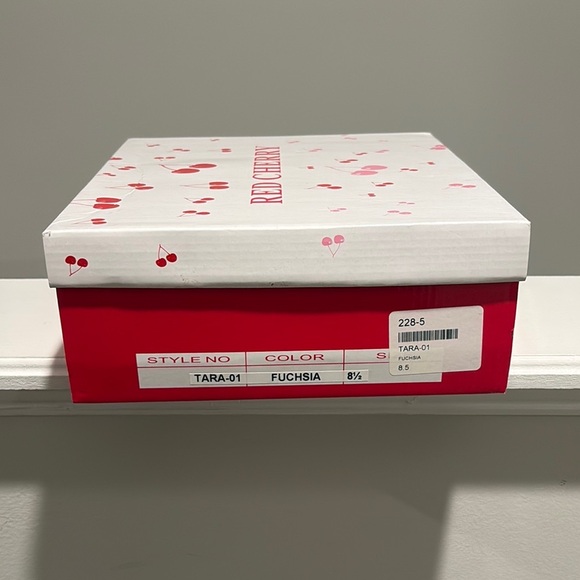 Red Cherry (Pink/White Platform Heels with Ankle Strap - Picture 6 of 7